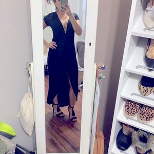 Deep plunge versatile black dress
